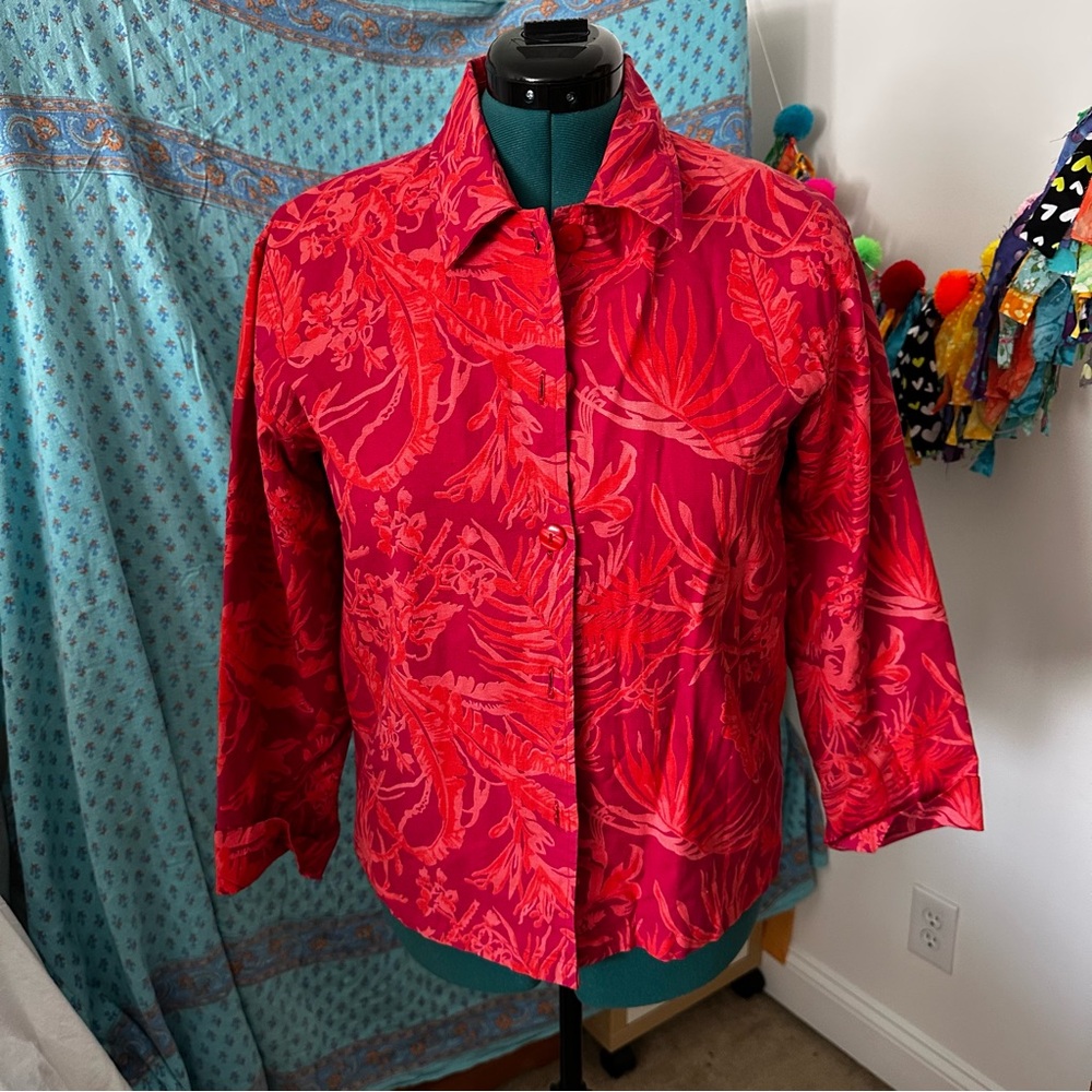 Coldwater Creek Pink and Orange Floral Jacket
